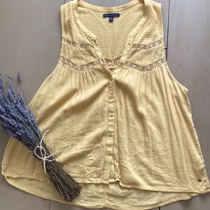 Women’s American Eagle Yellow Short-Sleeve Blouse
